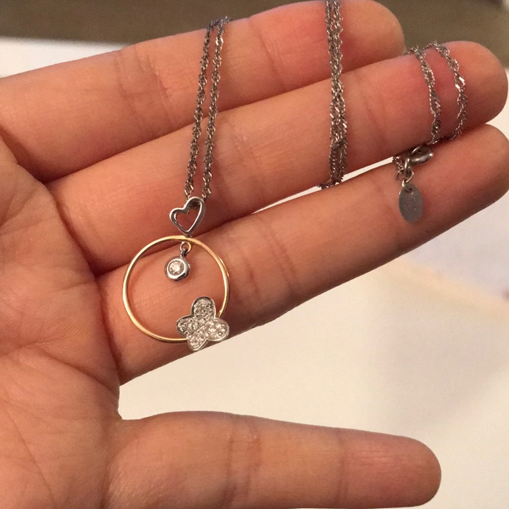 925 Silver/Rose gold and Diamond necklace